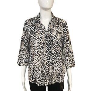Dana Buchman Women's Size M Top Shirt Collar animal print discolored original
